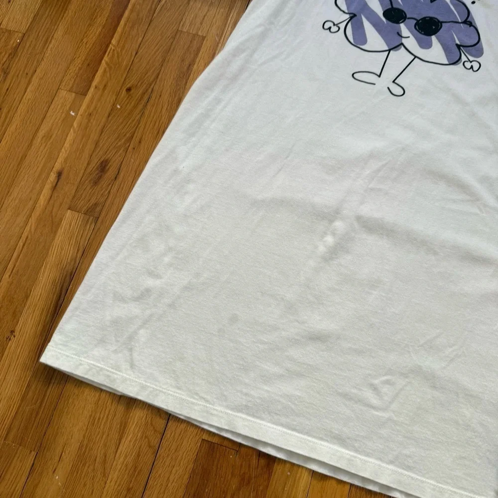LOUD APPAREL Organic Cotton Girls White Puff Sleeve “Oopsie Daisy” Dress Size 14